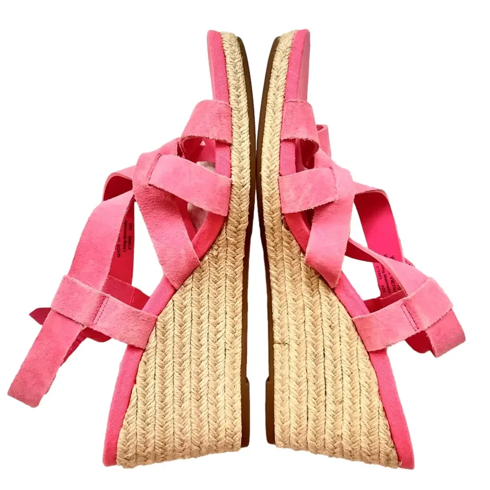 Cole Haan Crystal Wedge Size 10 Sandals Strappy Suede Jute Espadrille